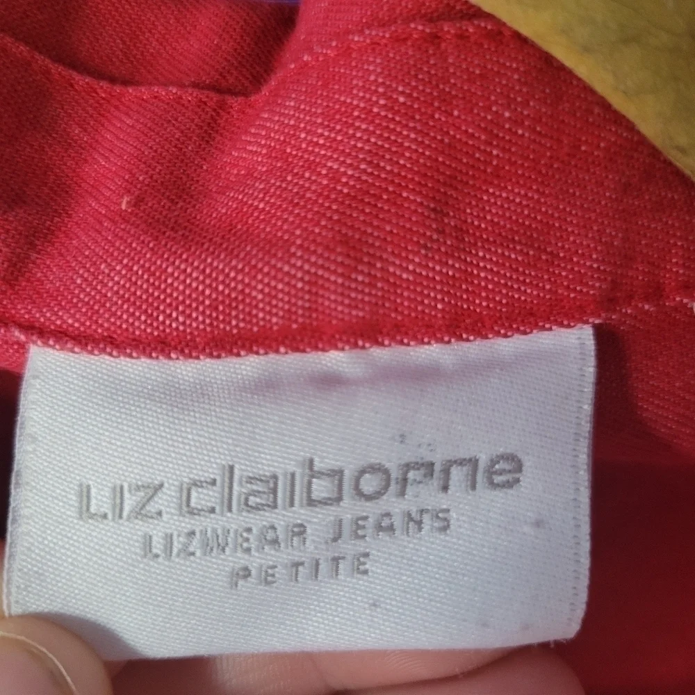 Liz Clairborn Women's Red Light Denim Button Up Shirt/Jacket Size Medium Petite